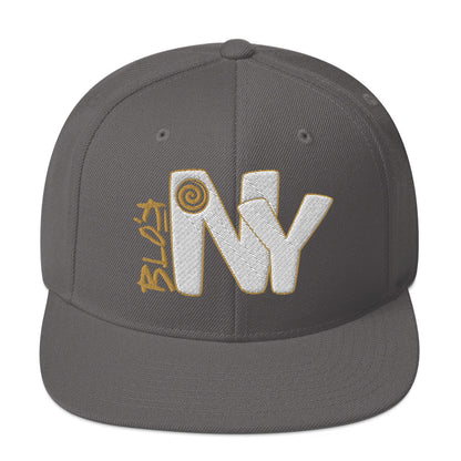 BLOK New York - Women's Snapback Hat - White & Gold Embroidery