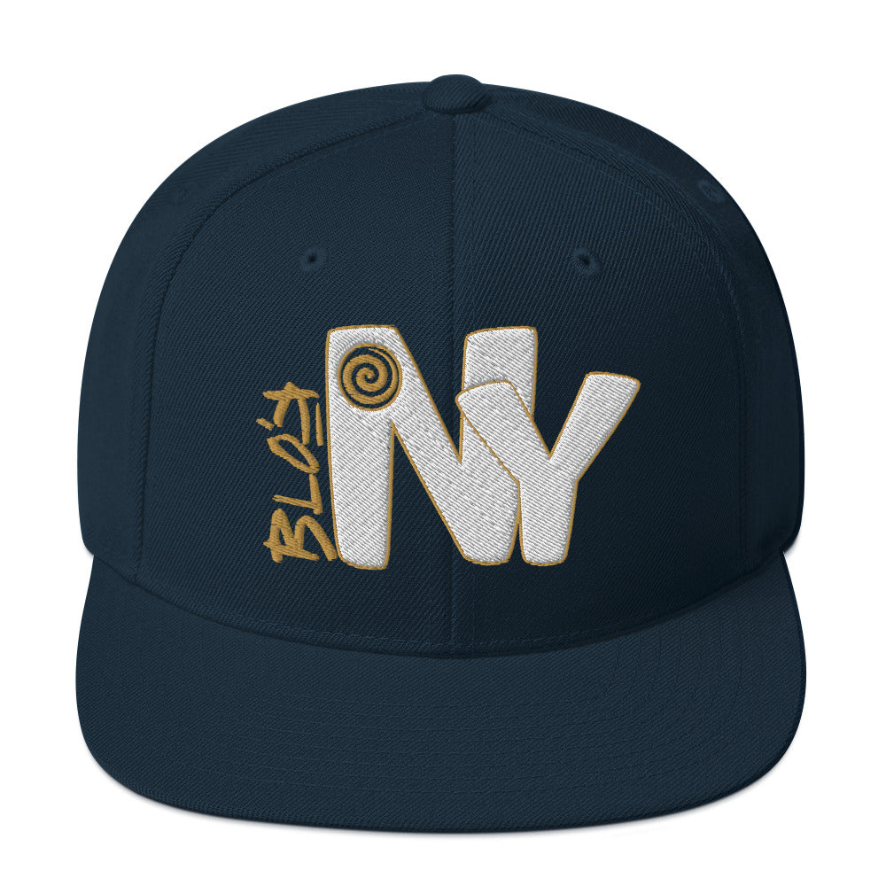 Blok New York - Snapback Hat - White & Gold Embroidery