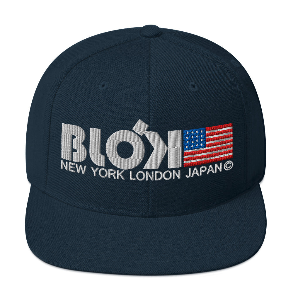 NY LDN JPN & Flag - Snapback Hat - White Embroidery