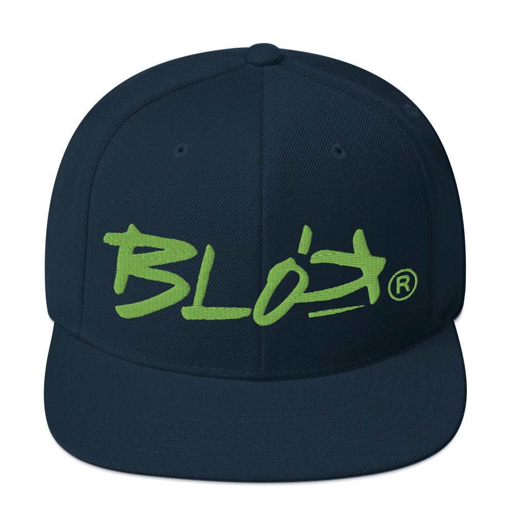 BLOK Defy Gravity - Snapback Hat - Lime Green Embroidery
