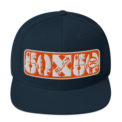 50/50 - Snapback Hat - Orange & White Embroidery