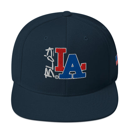 Blok LA - Snapback Hat Front & Side Logo - Red and Blue Embroidery