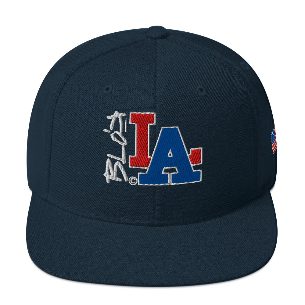 BLOK LA - Women's Snapback Hat - Front & Side Logo Red and Blue Embroidery
