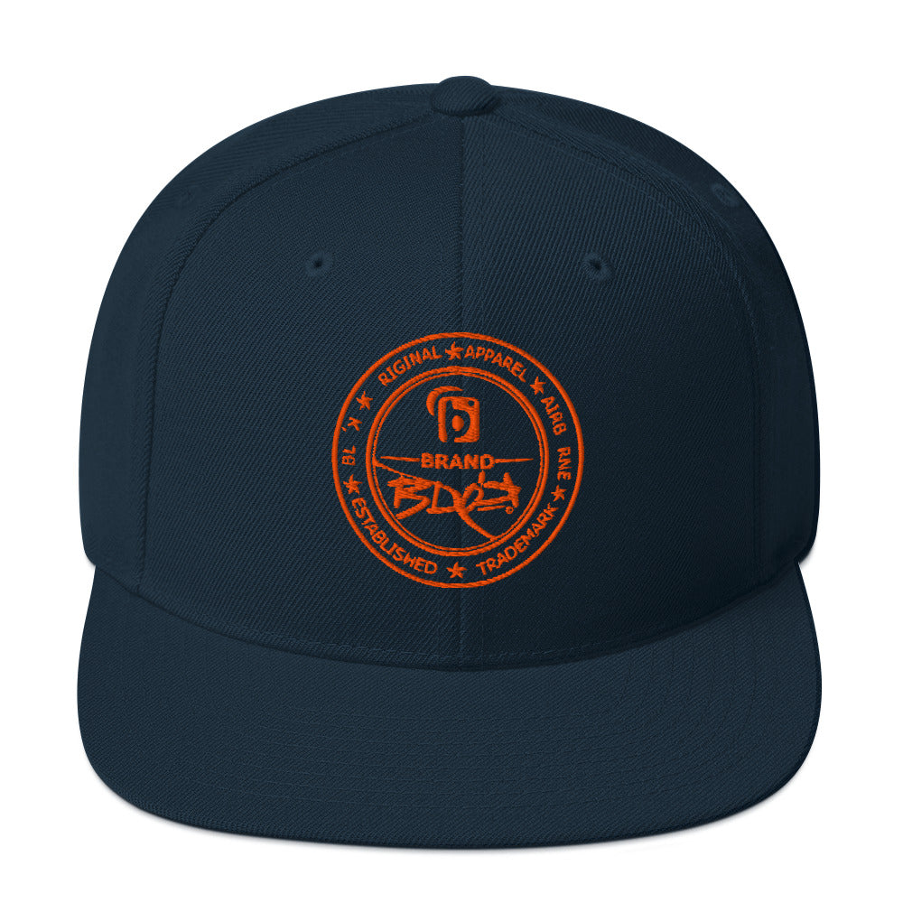 BLOK Original Apparel Stamp - Women's Snapback Hat - Orange Embroidery