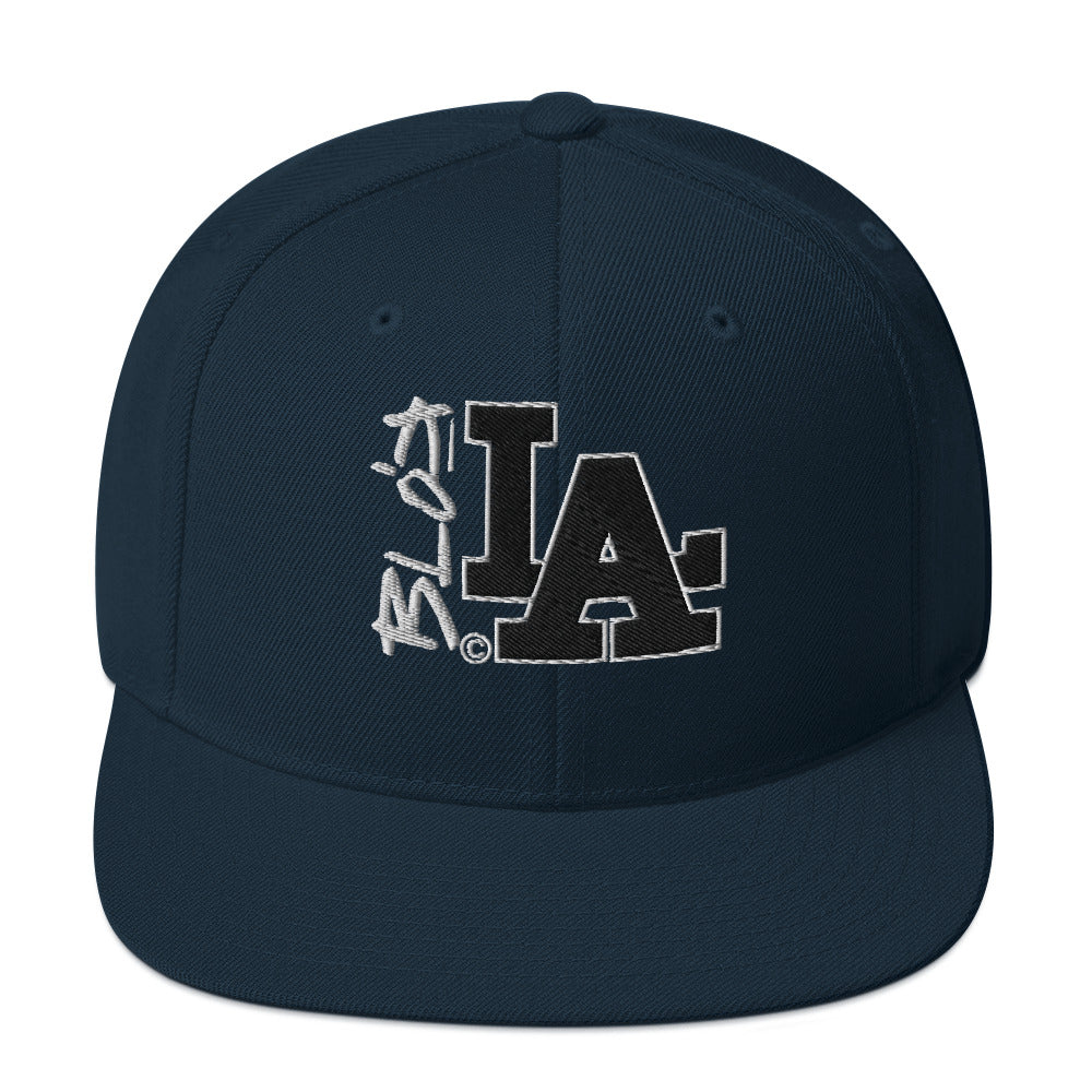 BLOK LA - Women's Snapback Hat - Black & White Embroidery