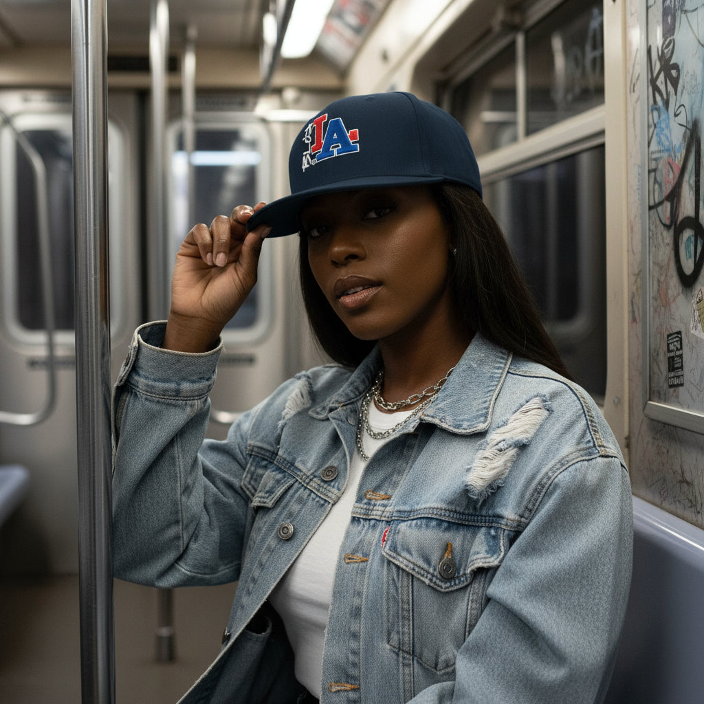 Blok LA - Snapback - Red & Blue Front & Side Embroidery - Women's