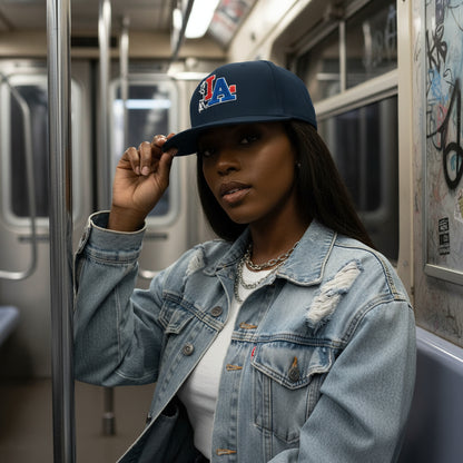 Blok LA - Snapback - Red & Blue Front & Side Embroidery - Women's