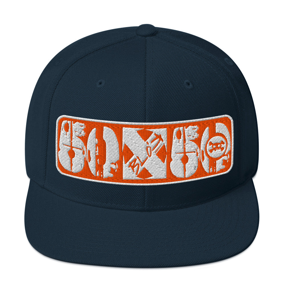 50/50 - Snapback Hat - Orange & White Embroidery - Women's