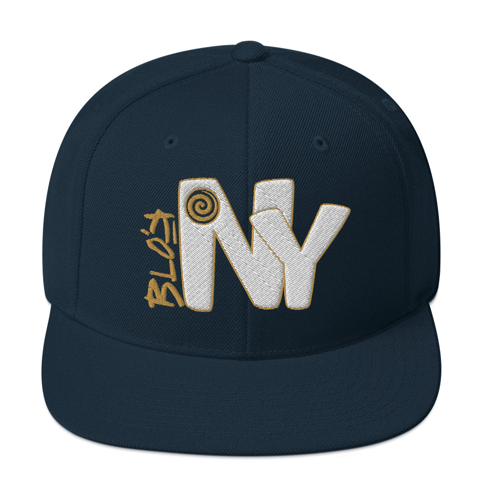BLOK New York - Women's Snapback Hat - White & Gold Embroidery