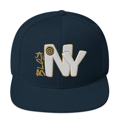 BLOK New York - Women's Snapback Hat - White & Gold Embroidery