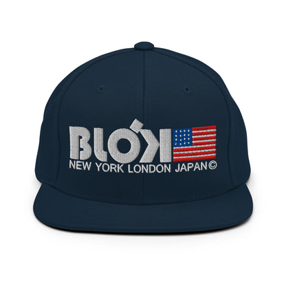 NY LDN JPN & Flag - Men's Snapback Hat - White Embroidery