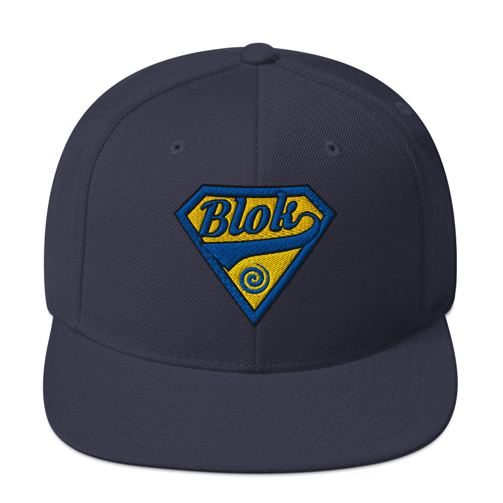 Blok Shield - Snapback Hat - Blue & Yellow Embroidery