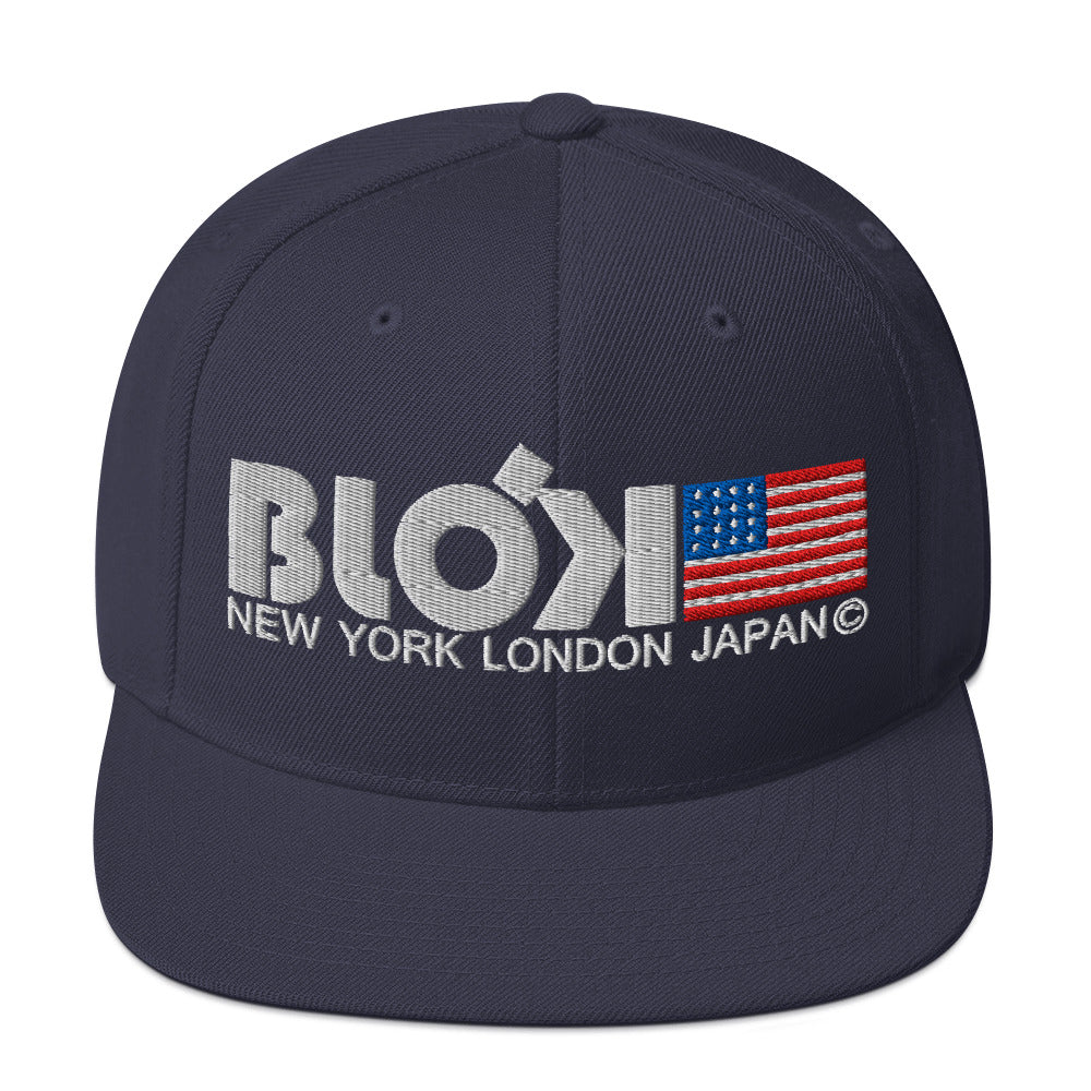 NY LDN JPN & Flag - Snapback Hat - White Embroidery