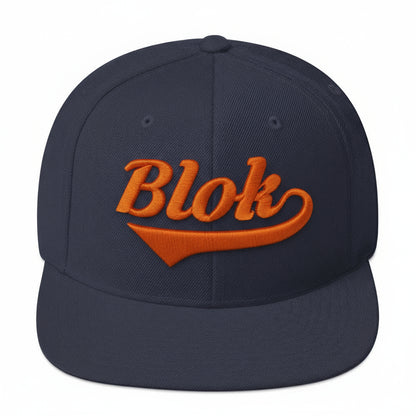 Blok Classic Logo - Snapback Hat - Orange 3D Embroidery - Women's