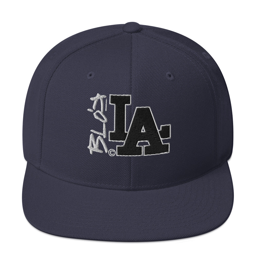 Blok LA - Snapback Hat- Black and White Embroidery