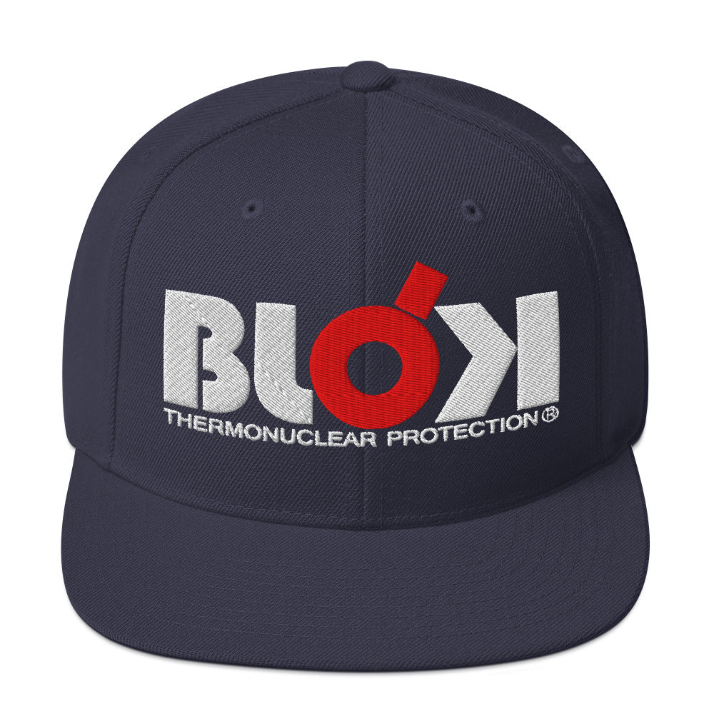 BLOK Thermonuclear Protection - Women's Snapback Hat - Red and White Embroidery