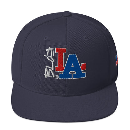 BLOK LA - Women's Snapback Hat - Front & Side Logo Red and Blue Embroidery