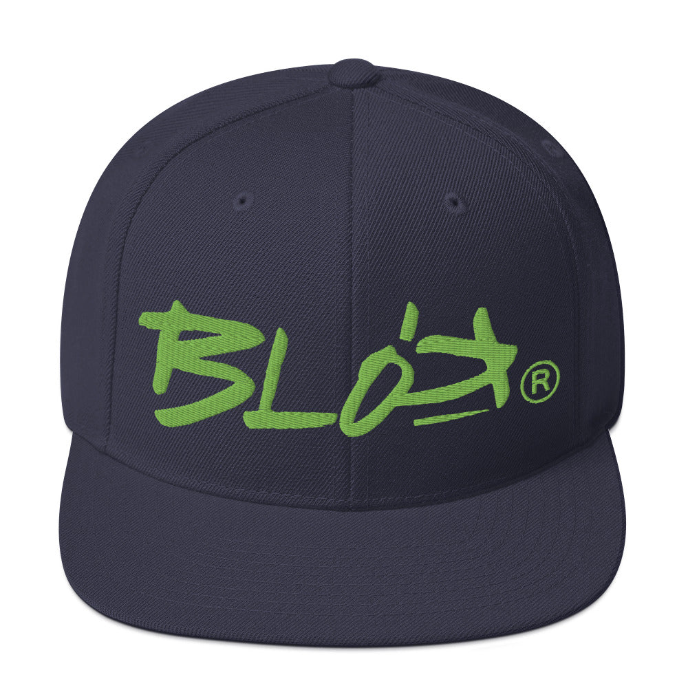 BLOK Underscore - Women's Snapback Hat - Lime Green Embroidery