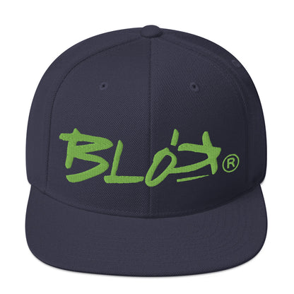 BLOK Underscore - Women's Snapback Hat - Lime Green Embroidery
