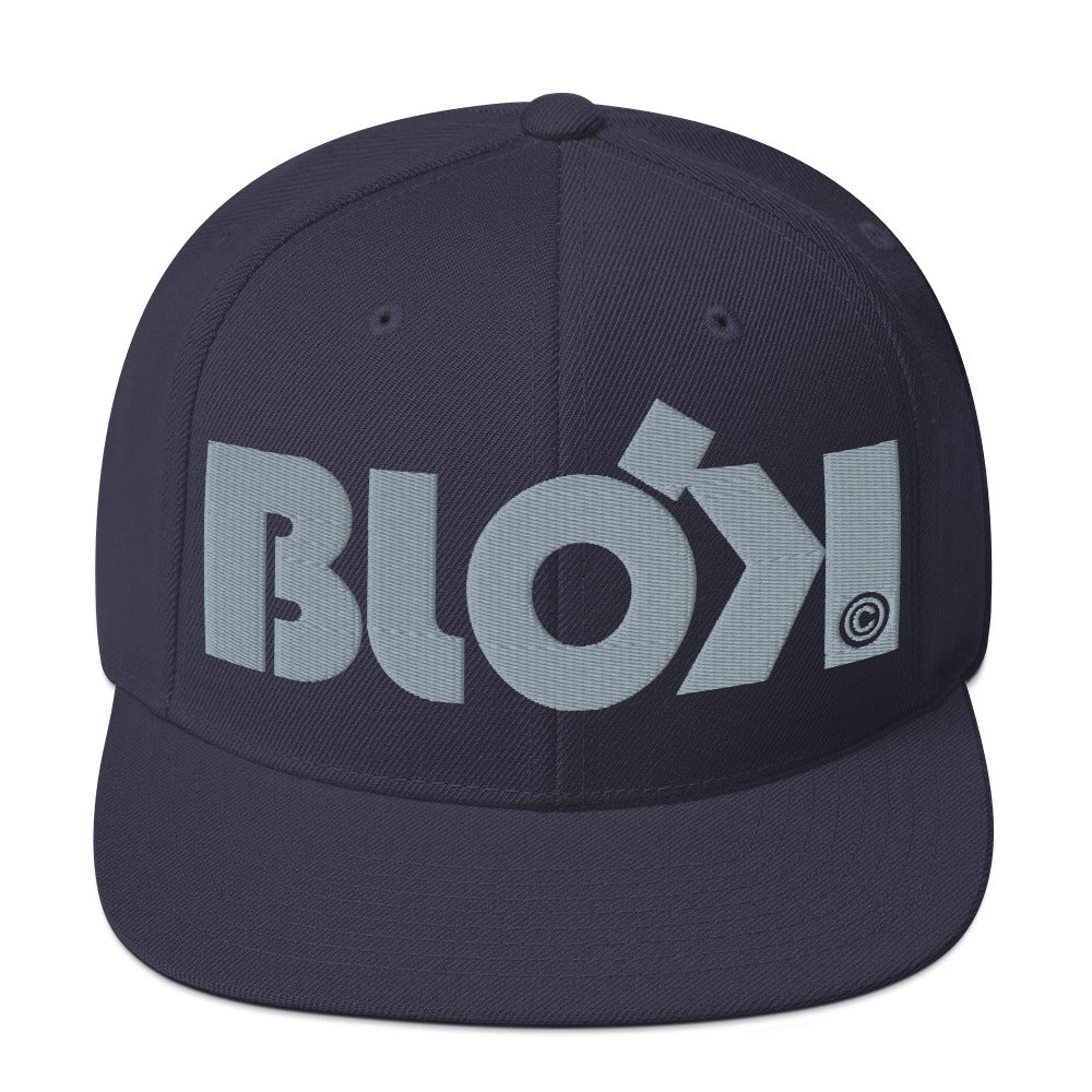 BLOK Bold Logo - Women's Snapback Hat - Gray Embroidery
