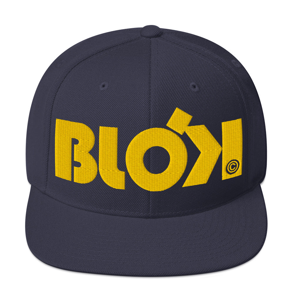 BLOK Bold Logo - Women's Snapback Hat - Yellow Embroidery