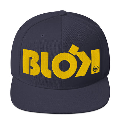 BLOK Bold Logo - Women's Snapback Hat - Yellow Embroidery