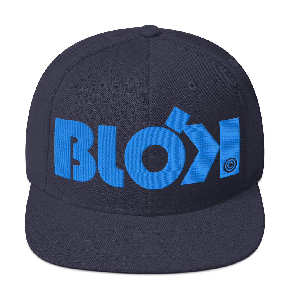 BLOK Bold Logo - Women's Snapback Hat - Bright Blue Embroidery