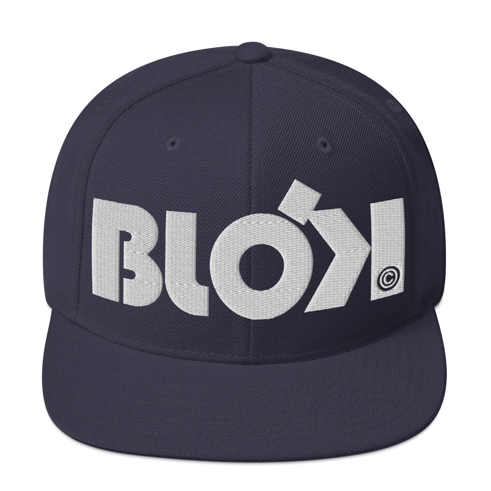 BLOK Bold Logo - Women's Snapback Hat - White Embroidery