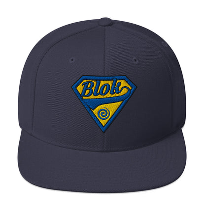 BLOK Shield - Women's Snapback Hat - Blue & Yellow Embroidery