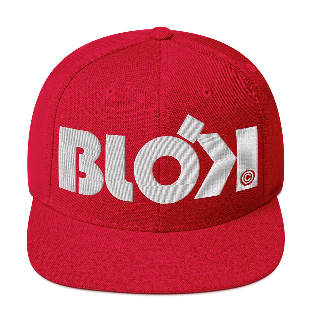 BLOK Bold Logo - Snapback Hat - White Embroidery
