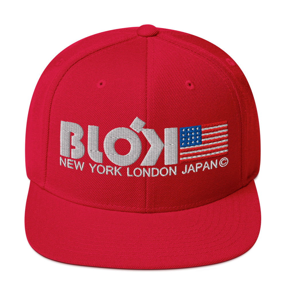 NY LDN JPN & Flag - Snapback Hat - White Embroidery