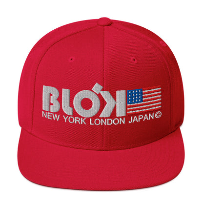 NY LDN JPN & Flag - Snapback Hat - White Embroidery