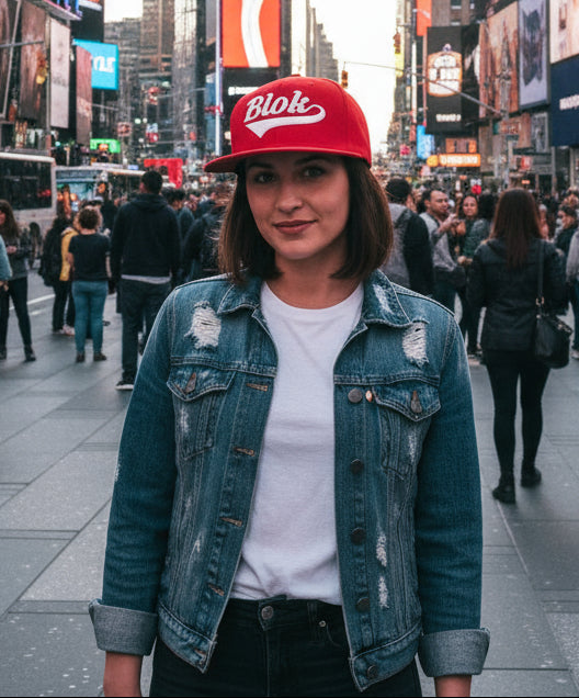 Blok Classic Logo - Snapback Hat - White 3D Embroidery - Women's