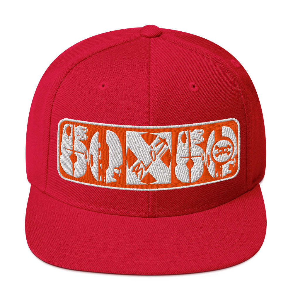 BLOK 50/50 - Women's Snapback Hat - Orange & White Embroidery