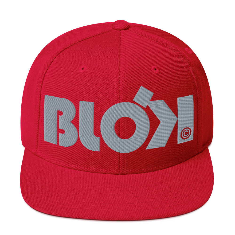 BLOK Bold Logo - Women's Snapback Hat - Gray Embroidery