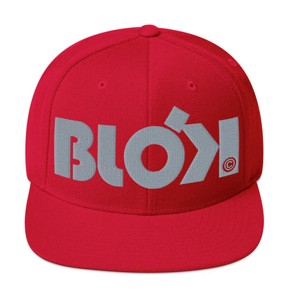 BLOK Bold Logo - Women's Snapback Hat - Gray Embroidery