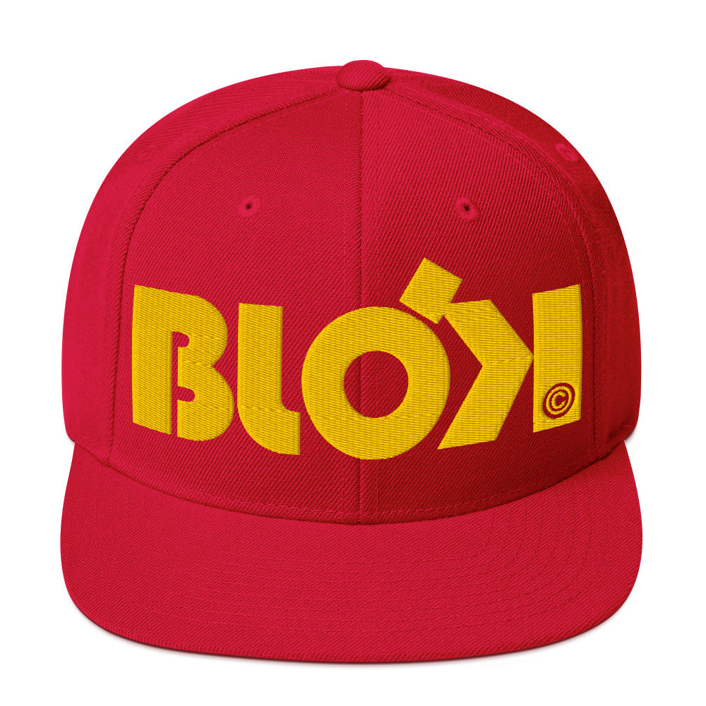 BLOK Bold Logo - Women's Snapback Hat - Yellow Embroidery