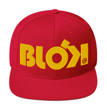 BLOK Bold Logo - Women's Snapback Hat - Yellow Embroidery