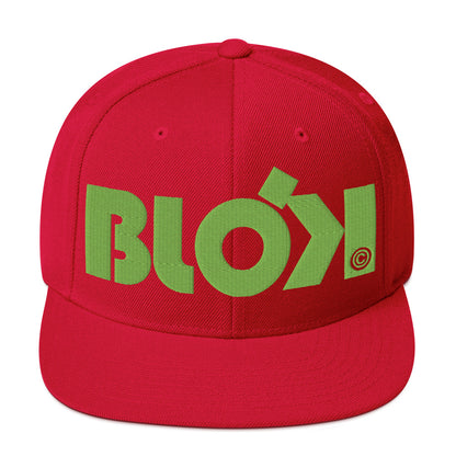 BLOK Bold Logo - Women's Snapback Hat - Lime Green Embroidery
