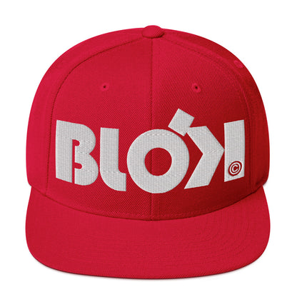BLOK Bold Logo - Women's Snapback Hat - White Embroidery