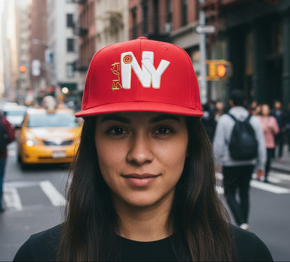 Blok New York - Snapback Hat - White & Gold Embroidery - Women's
