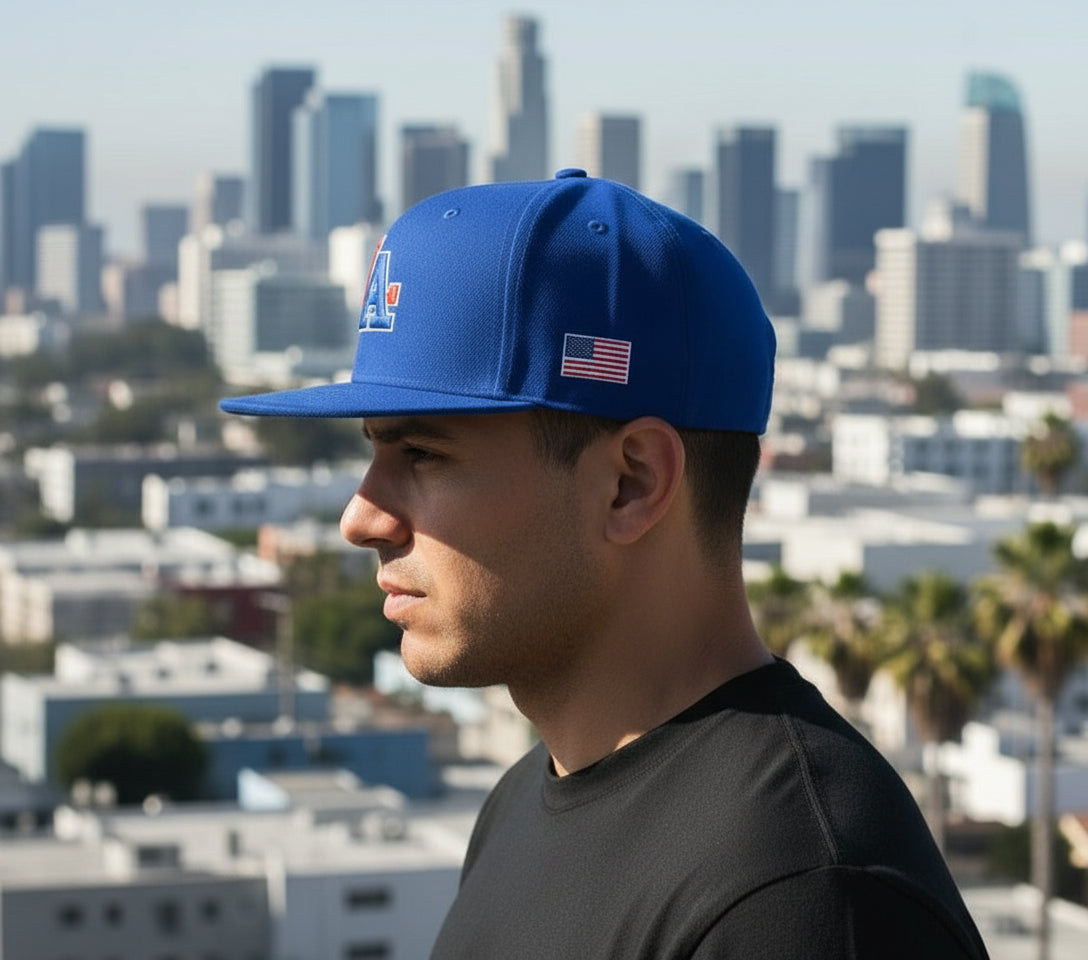 Blok LA - Snapback Hat Front & Side Logo - Red and Blue Embroidery