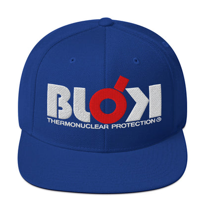 BLOK Thermonuclear Protection - Women's Snapback Hat - Red and White Embroidery