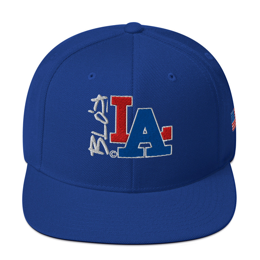BLOK LA - Women's Snapback Hat - Front & Side Logo Red and Blue Embroidery