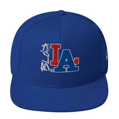BLOK LA - Women's Snapback Hat - Front & Side Logo Red and Blue Embroidery