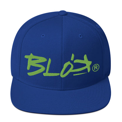 BLOK Underscore - Women's Snapback Hat - Lime Green Embroidery