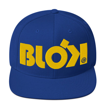 BLOK Bold Logo - Women's Snapback Hat - Yellow Embroidery