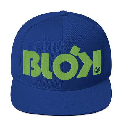 BLOK Bold Logo - Women's Snapback Hat - Lime Green Embroidery