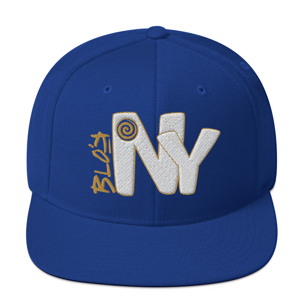 BLOK New York - Women's Snapback Hat - White & Gold Embroidery