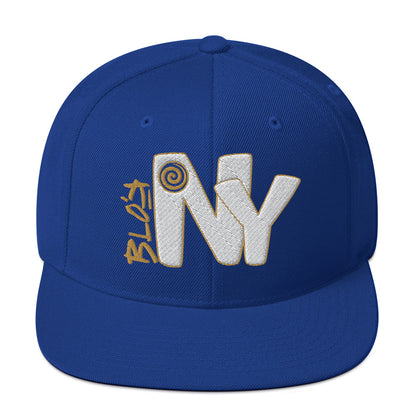 BLOK New York - Women's Snapback Hat - White & Gold Embroidery
